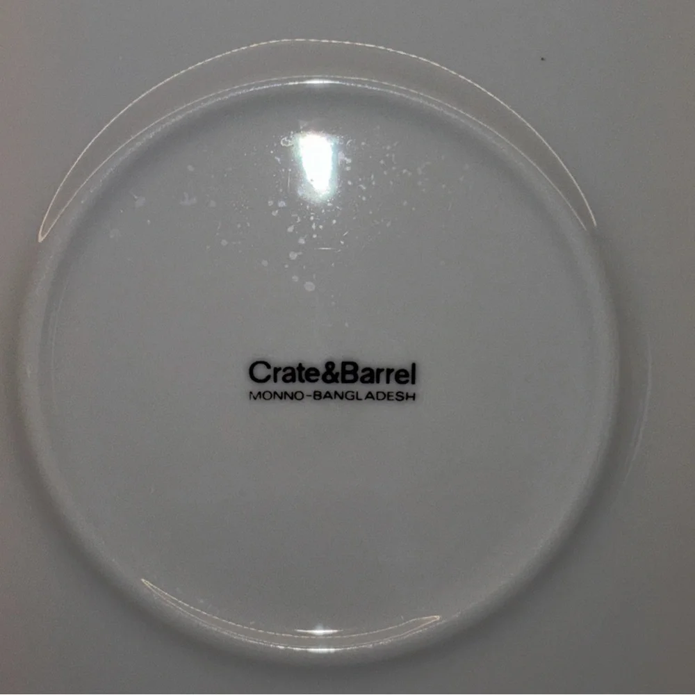 Classic Dinner Plate with Blue Stripes Crate and Barrel Monno Bangladesh 10”